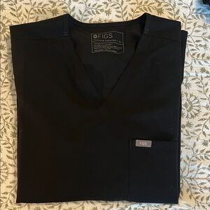 Figs Classic Black V-Neck Scrub Top